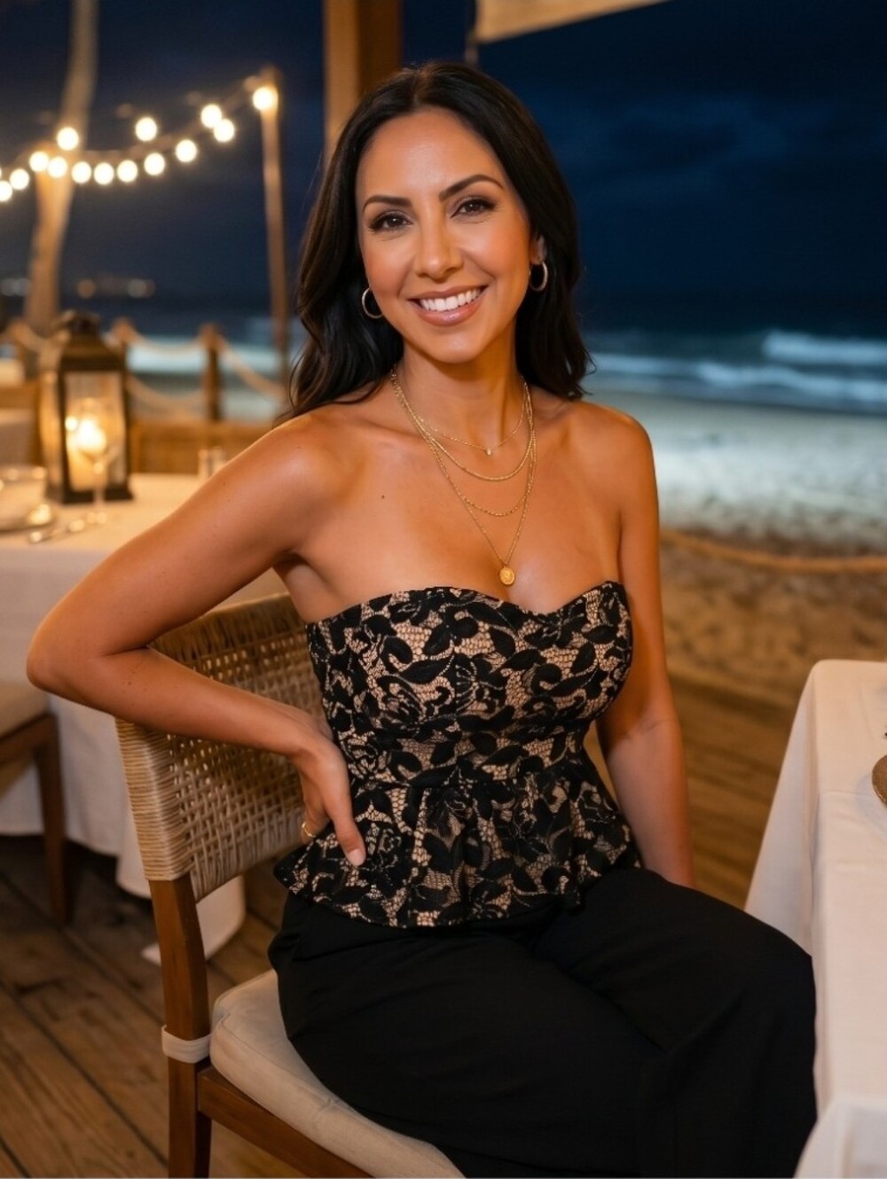 Y2K Strapless Black Lace Peplum Top